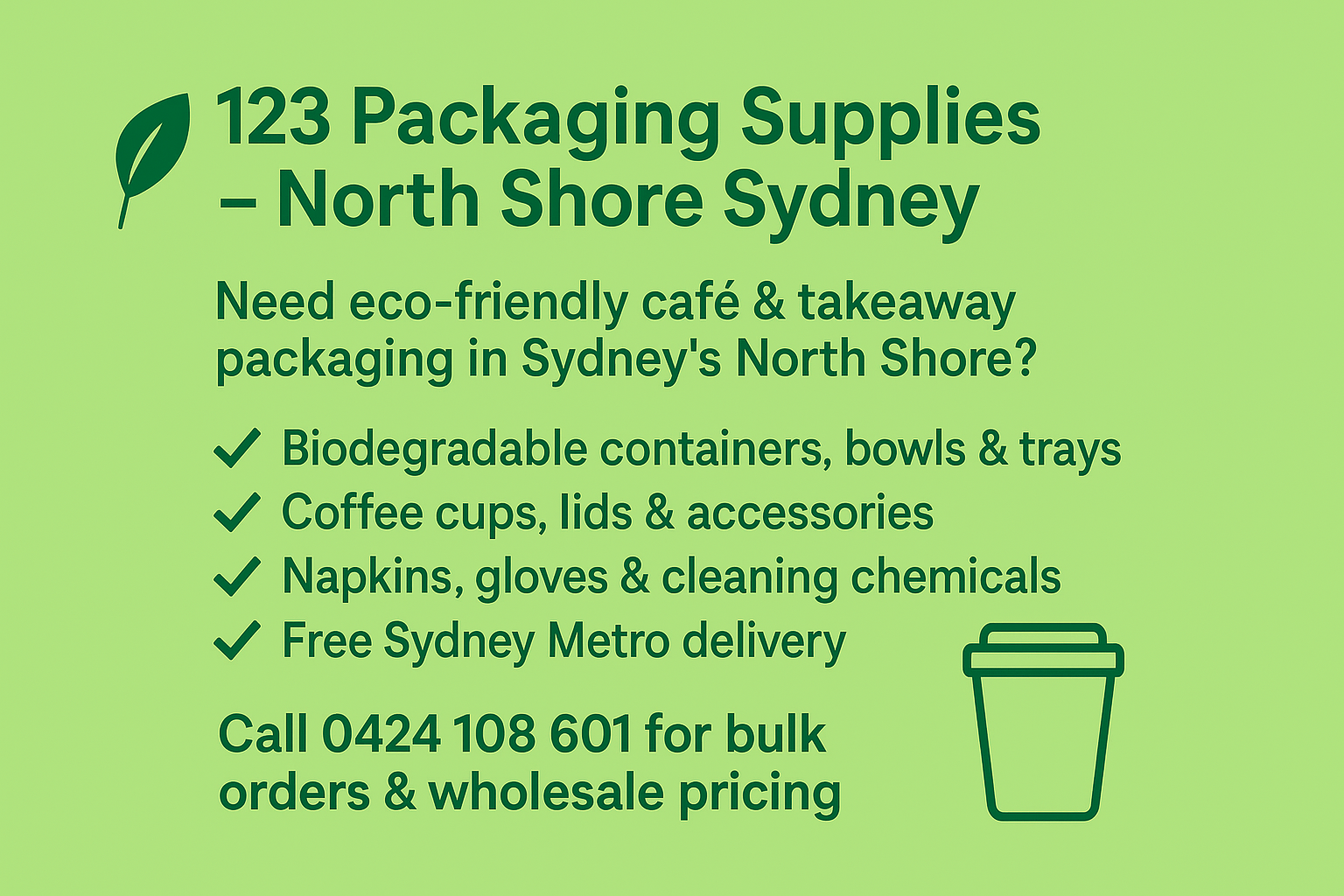 123 Packaging Supplies – Eco-Friendly Food Packaging North Shore Sydney